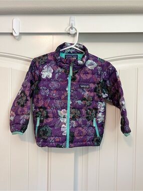 Patagonia Girls' Purple Floral puffer Jacket size 2T